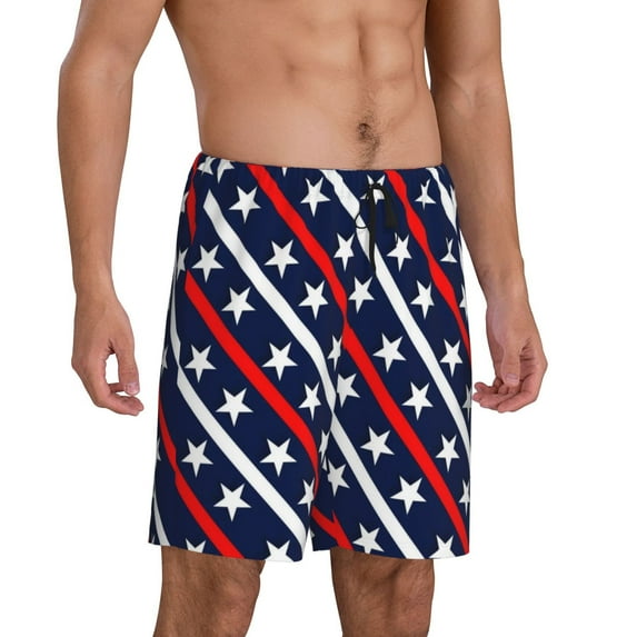 Daiia Patriotic Star Mens Woven Stretch Pajama Short,Short Pajama Pants-4X-Large
