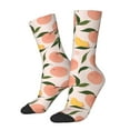 thumbnail image 1 of Daiia Peach With Leaves1 Print Crew Socks – Soft Breathable Long Socks for Men & Women, Moisture-Wicking & Comfortable Daily Wear Socks, One-Size Fits Most (US 5-11), 1 of 6