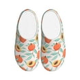 thumbnail image 1 of Daiia Peach Print Women’s Fuzzy Slippers Memory Foam Lightweight House Shoes Cozy Loafer Flannel House Shoes-44/45, 1 of 7