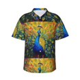 thumbnail image 1 of Daiia Peacocks Hawaiian Shirt for Men Gentle Cotton Regular Short Sleeve Casual-3X-Large, 1 of 9