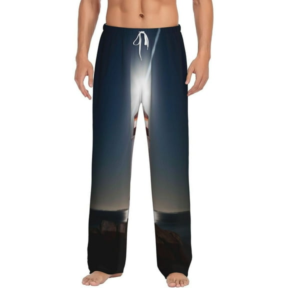 Daiia Peggy's Cove Lighthouse Men's Sleep Pant with Pockets and Drawstring,Pajama Pants-X-Large