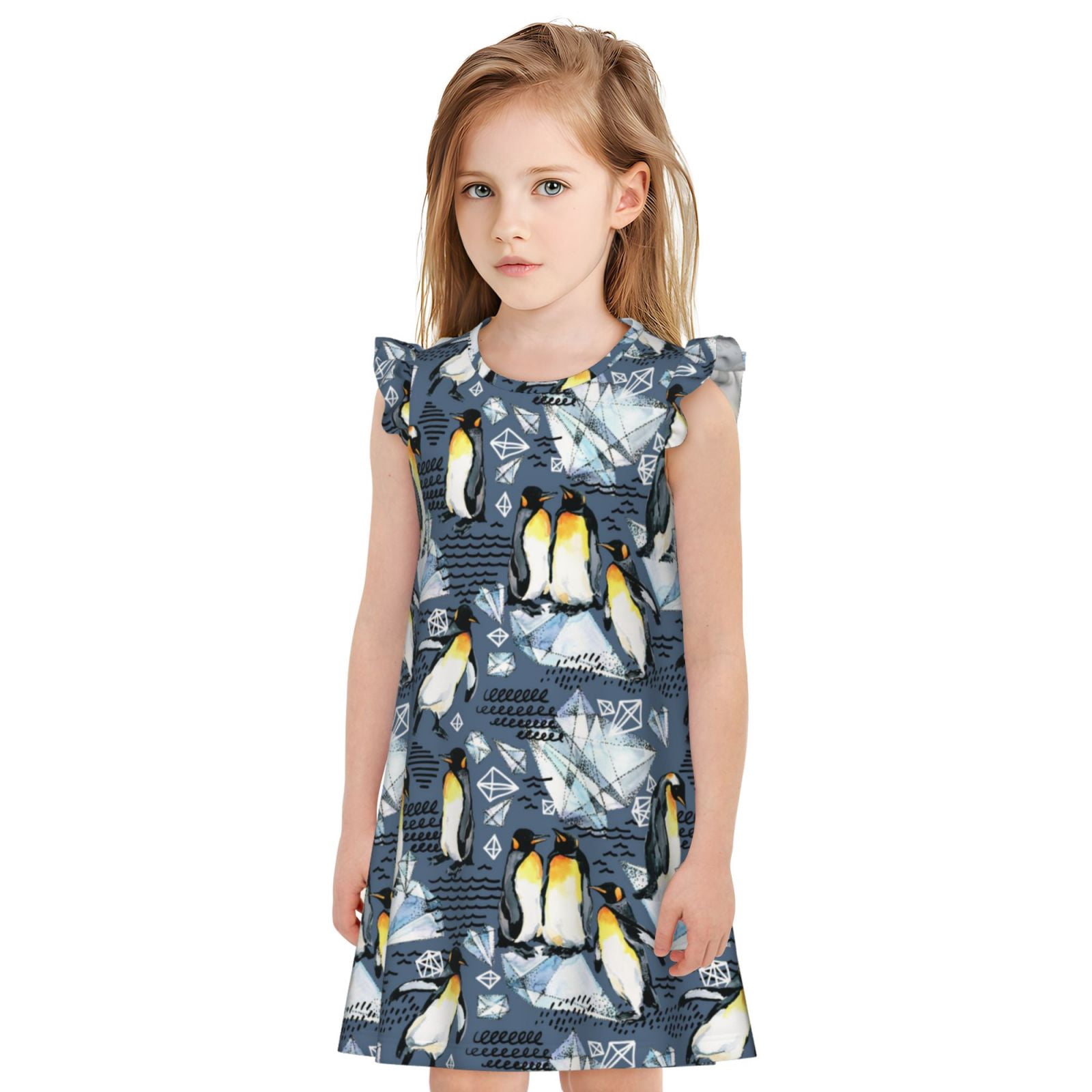 Daiia Penguin Arctic Adventure Print Girls Nightgowns, Unicorn ...