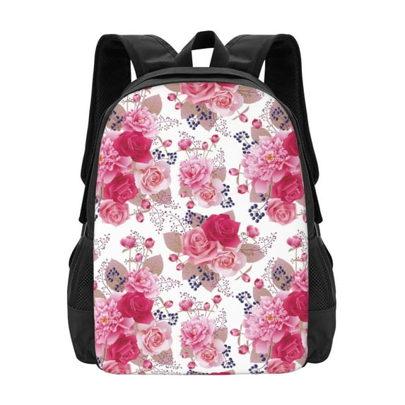 Daiia Peonies And Roses Backpack for Men and Women -Durable Backpack Large Capacity, Water-Resistant Bag with Adjustable Straps and Laptop Compartment