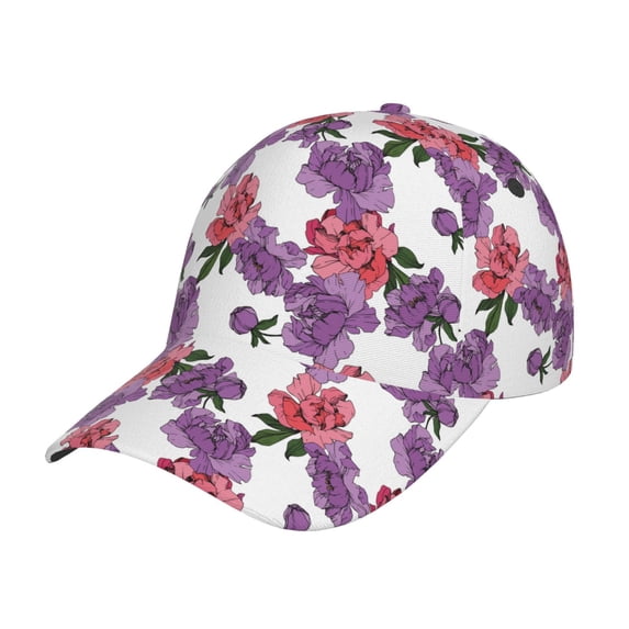 Daiia Peonies print Baseball Cap Men Women Golf Dad Hat Adjustable Original Classic Low Profile Hat Unconstructed Plain Cap