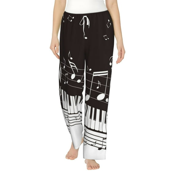 Daiia Piano Keys With Musical Notes Women's Sleep Pant with Pockets and Drawstring,Pajama Pants-X-Large