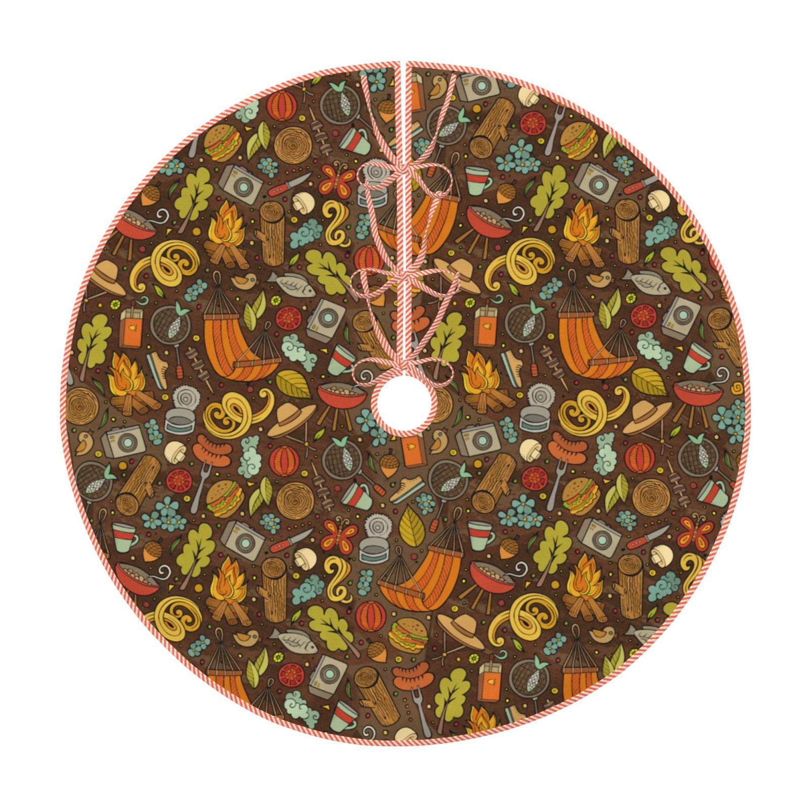 Daiia Picnic Drawing Merry Christmas Tree Skirt , Xmas Large Laceup