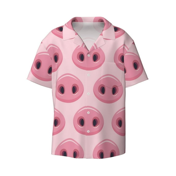 Daiia Pig Nose Men's Linen Shirts Short Sleeve Casual Shirts Button Down Shirt for Men Beach Summer Wedding Shirt-Large