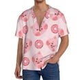 thumbnail image 1 of Daiia Pigs Head And Donuts Men's Linen Shirts Short Sleeve Casual Shirts Button Down Shirt for Men Beach Summer Wedding Shirt-X-Large, 1 of 1