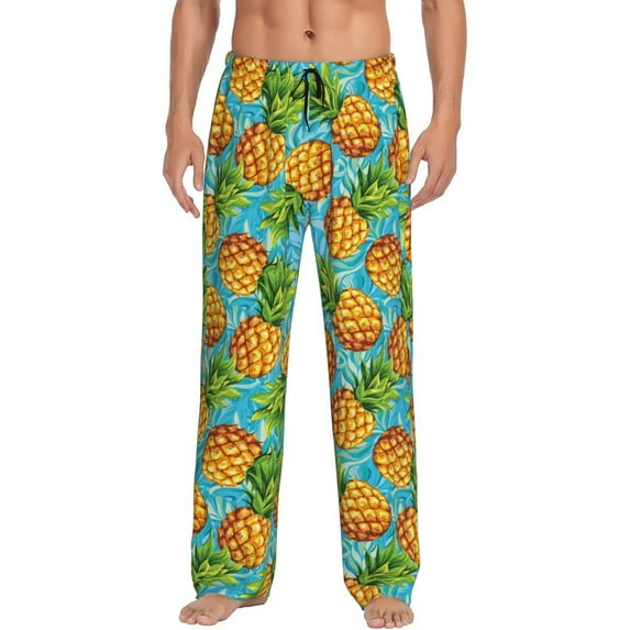 Daiia Pineapple Men's Sleep Pant with Pockets and Drawstring,Pajama Pants-X-Large