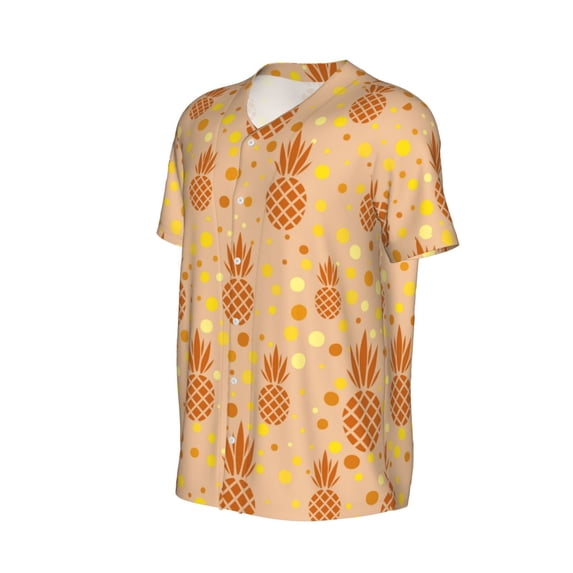 Daiia Pineapples Mens Baseball Jersey Button Down Shirts Short Sleeve Sports Uniforms-XX-Large