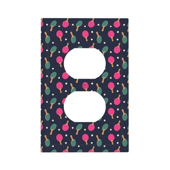 Daiia Ping Pong Rackets And Balls Pattern Decorator Wall Plate Child Safe Outlet Cover, Switch and Outlet Covers,Size 1-Gang 5.0" x3.0" , Polycarbonate Thermoplastic-Style S