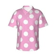 thumbnail image 1 of Daiia Pink And White Polka Dot Hawaiian Shirt for Men Gentle Cotton Regular Short Sleeve Casual-Medium, 1 of 9