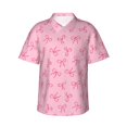 thumbnail image 1 of Daiia Pink Bows Hawaiian Shirt for Men Gentle Cotton Regular Short Sleeve Casual-XX-Large, 1 of 9