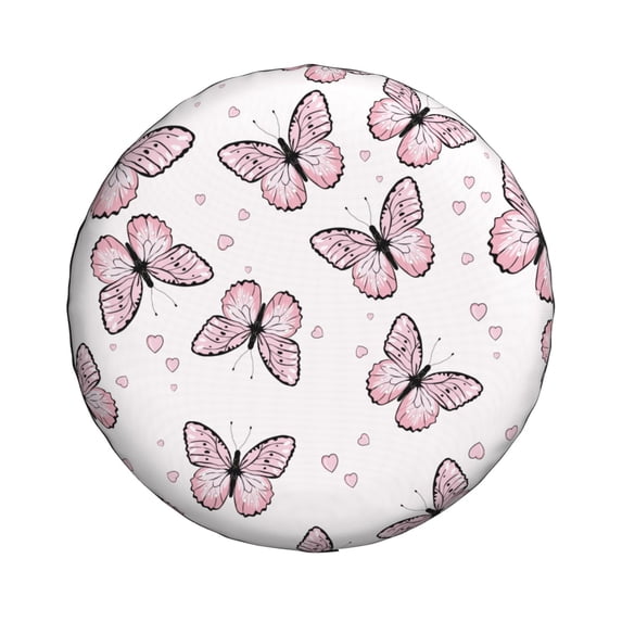 Daiia Pink Butterflies (2) Tire Covers , Travel Trailer Camper Truck SUV Motorhome Waterproof Wheel Cover, Sun Rain Snow Protector-