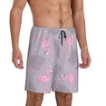 thumbnail image 1 of Daiia Pink Flamingo Mens Woven Stretch Pajama Short,Short Pajama Pants-Small, 1 of 9
