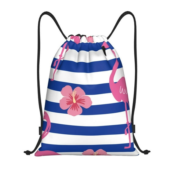 Daiia Pink Flamingo Pattern Drawstring Backpack, Gym Bag, Lightweight Backpack, Water-Resistant Bag Travel Sports Backpack, Fitness Bag, Yoga Bag-Small