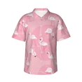 thumbnail image 1 of Daiia Pink Flamingos and Flowers Hawaiian Shirt for Men Gentle Cotton Regular Short Sleeve Casual-Medium, 1 of 9