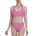thumbnail image 1 of Daiia Pink Gingham printed 2 piece Swimsuit Bikinis for Women High Waisted Racerback Bathing Suits Summer Tummy Control Scoop Neck Swimwear-XX-Large, 1 of 8