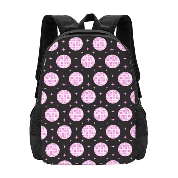 Daiia Pink Groovy Disco Ball Backpack for Men and Women -Durable Backpack Large Capacity, Water-Resistant Bag with Adjustable Straps and Laptop Compartment