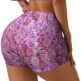 thumbnail image 1 of Daiia Pink Roses Pattern Women's Workout Shorts Biker Shorts - High Waisted Workout Spandex Tummy Control Gym Running Yoga Shorts-XX-Large, 1 of 8