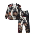 thumbnail image 1 of Daiia Pirate Bulldog On Deck for Women's Long-Sleeved Pajama Set – Soft & Comfortable Sleepwear Button-Up Pajamas Cozy Lounge Wear-Large, 1 of 7
