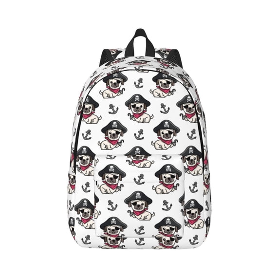 Daiia Pirate Puppy Vintage Canvas Backpack for Men and Women ,Hiking Backpack,Travel Laptop Bag for School,Large Capacity Backpack