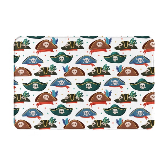 Daiia Pirate hats Front Door Mat, Heavy Duty Durable Welcome Mat for Outdoor Indoor, Dirt Trapper Waterproof Super Absorbent Door Mat, 16" x 24"
