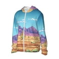 thumbnail image 1 of Daiia Pixel Desert Landscape UPF 50+ Sun Protection Hoodie Jacket Lightweight Long Sleeve Sun Shirt for Women Men with Pocket Hiking Outdoor-3X-Large, 1 of 7