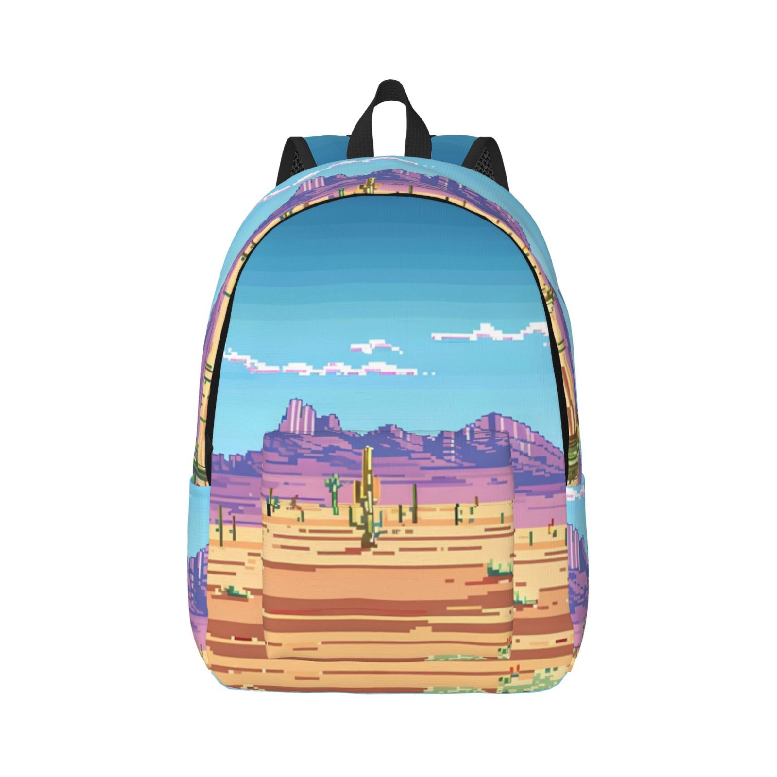 Daiia Pixel Desert Landscape Vintage Canvas Backpack for Men and Women ...