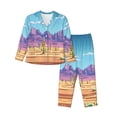 thumbnail image 1 of Daiia Pixel Desert Landscape for Women's Long-Sleeved Pajama Set – Soft & Comfortable Sleepwear Button-Up Pajamas Cozy Lounge Wear-Large, 1 of 7