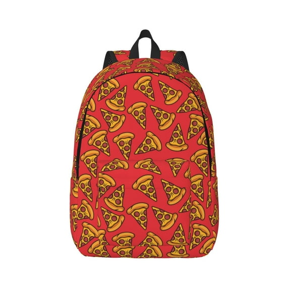 Daiia Pizza Cartoon Vintage Canvas Backpack for Men and Women ,Hiking Backpack,Travel Laptop Bag for School,Large Capacity Backpack-
