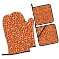 Daiia Pizza Pattern Oven Mitts and Pot Holders 4 pcs Set,High Heat