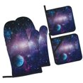 thumbnail image 1 of Daiia Planets Stars And Galaxies1 Pattern Oven Mitts and Pot Holders 4 pcs Set,High Heat Resistant 500 Degree Extra Thicken Long Kitchen Cotton Oven Glove, 1 of 6