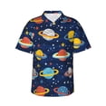 thumbnail image 1 of Daiia Planets and Stars Hawaiian Shirt for Men Gentle Cotton Regular Short Sleeve Casual-3X-Large, 1 of 9
