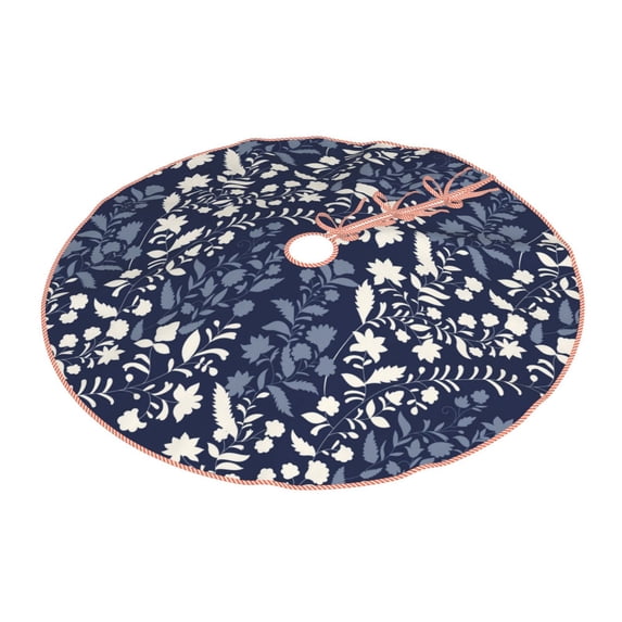 Daiia Plant Drawing Merry Christmas Tree Skirt , Xmas Large Lace-up Tree Skirt, Santa Snowflakes Rustic Home Decorations New Year Party Farmhouse Decor-36"