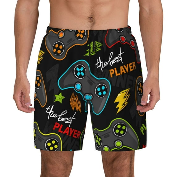 Daiia Play Game3 Mens Swim Trunks Swim Shorts Quick Dry Swim Shorts with Mesh Lining Pockets-Small
