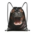 thumbnail image 1 of Daiia Playful Baby Hippo Splash Pattern Drawstring Backpack, Gym Bag, Lightweight Backpack, Water-Resistant Bag Travel Sports Backpack, Fitness Bag, Yoga Bag-Small, 1 of 6