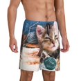 thumbnail image 1 of Daiia Playful Cat Mens Woven Stretch Pajama Short,Short Pajama Pants-4X-Large, 1 of 7