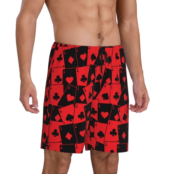 Daiia Playing Cards Mens Woven Stretch Pajama Short,Short Pajama Pants-Small