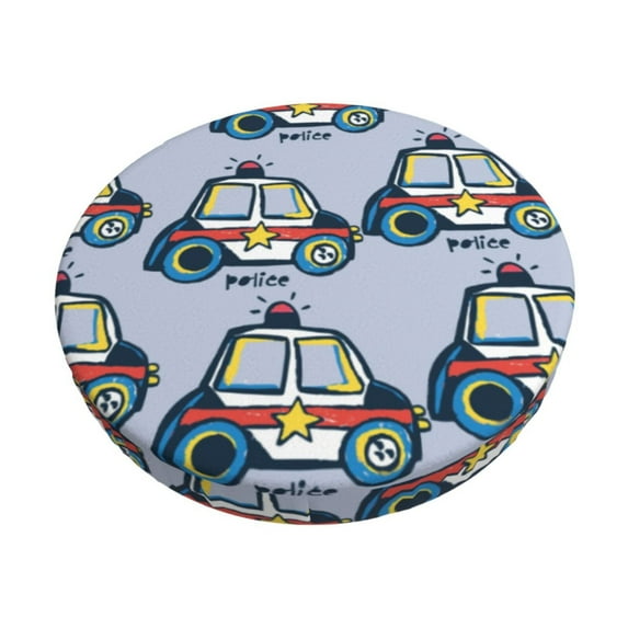 Daiia Police Car Stool Covers Round,Round Bar Stool Covers Waterproof Bar Chair Covers Washable Stool Cushion Slipcover for 12-14 Inch Chair-13 inch