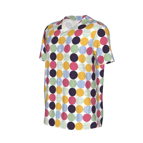 Daiia Polka Dot Mens Baseball Jersey Button Down Shirts Short Sleeve Sports Uniforms-Small