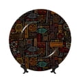 thumbnail image 1 of Daiia Polynesian Turtles Printed Pattern Ceramic Plate Dinner Plates Bone China Decorative Plates with Display Stand Art Ceramic Ornaments for Wall Hanging Decoration-7in, 1 of 6