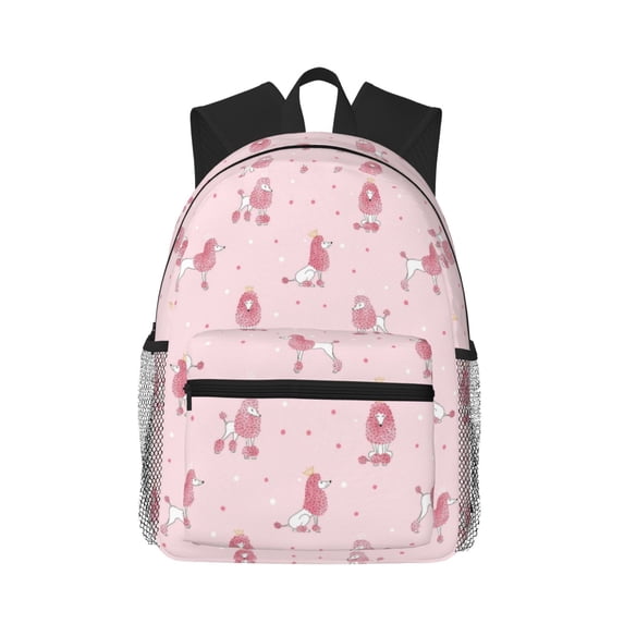 Daiia Poodle Dog School Backpack for Men Women, Unisex Large Waterproof Bookbag Schoolbag Casual Daypack for High School/College/Teens/Travel/Work Black