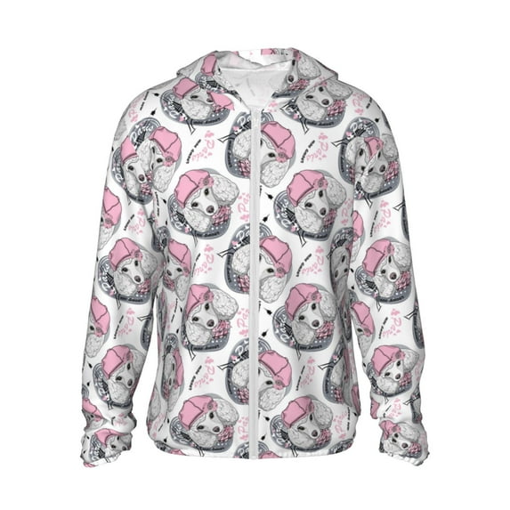 Daiia Poodle Dog UPF 50+ Sun Protection Hoodie Jacket Lightweight Long Sleeve Sun Shirt for Women Men with Pocket Hiking Outdoor-Medium