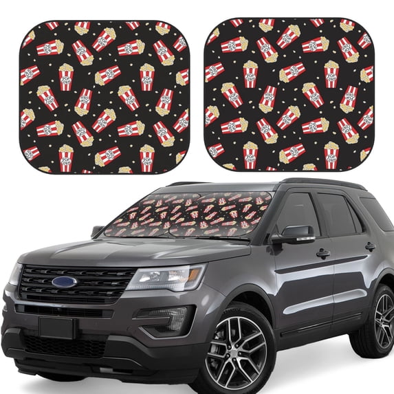 Daiia Popcorn 2PCS Car Windshield Sun Shade, Foldable Sun Shield for Car Front Window, Auto Sun Blocker Visor Protector Universal for Truck SUV Pickup-Small