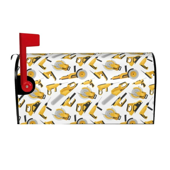 Daiia Power Tools Pattern Mailbox Cover , Magnetic Welcome Mailbox Wraps Post Letter Box Cover for Garden Yard Home Decor-21x18 in