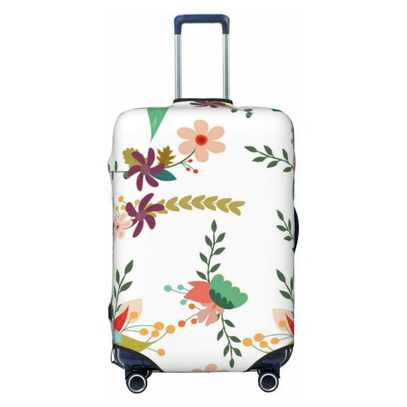 Daiia Pretty Floral With Leaves Luggage Cover, Thickened Washable Travel Luggage Covers, Elastic Unique Baggage Covers for 18-20 inch Luggage-Medium