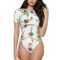 thumbnail image 1 of Daiia Pretty Floral With Leaves Women'S Crew Neck Short Sleeve Slim Fit T Shirts Tops Basic Bodysuit Leotard Clothing-Medium, 1 of 9