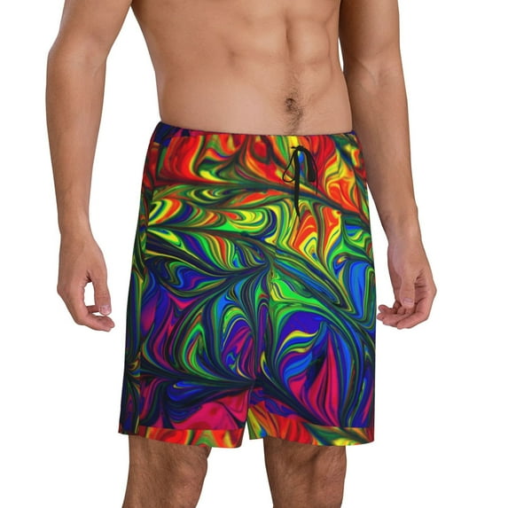 Daiia Pride Rainbow Mens Woven Stretch Pajama Short,Short Pajama Pants-Small