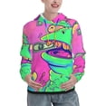 thumbnail image 1 of Daiia Psychedelic Cartoon Frog Pattern Women's Fashion Hoodies & Sweatshirts with Kangaroo Pocket Hooded Sweatshirt with Eye-catching Drawstrings-Medium, 1 of 7
